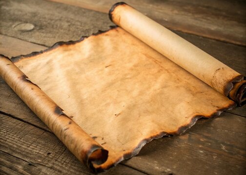 Close-up of an old paper scroll with cigar, tobacco, and cinnamon on wood, creating a Cuban-inspired rustic scene