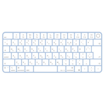 Modern blue desktop bluetooth keyboard isolated on white. JIS  layout.Vector illustration
