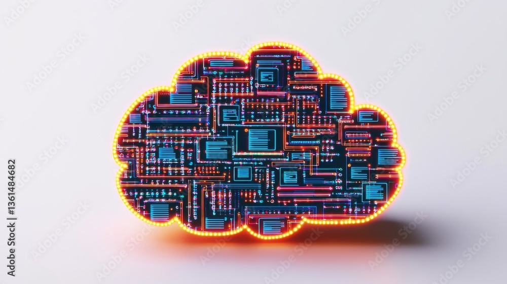 Poster abstract cloud computing visuals digital realm graphic design futuristic environment 3d viewpoint te