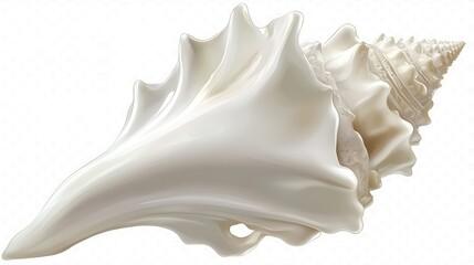 Isolated white seashell with intricate details.