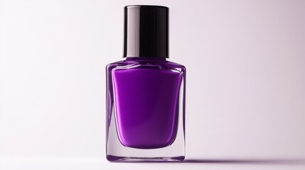a blank bottle of purple nail polish isolated on white background