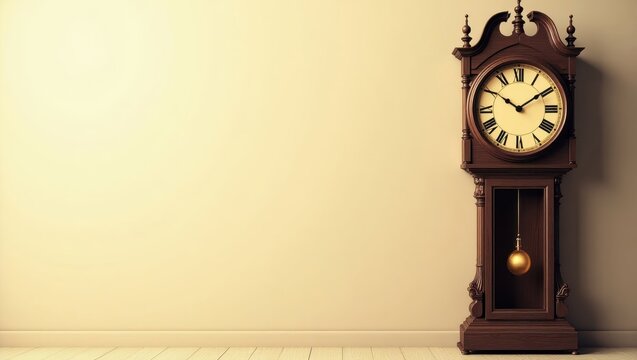 Antique Grandfather Clock in Classic Room Interior Vintage Timepiece Home Decor