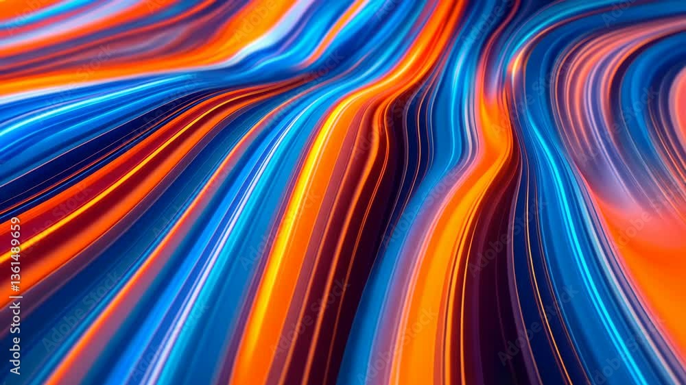 Poster vivid neon light trails creating dynamic abstract wave patterns