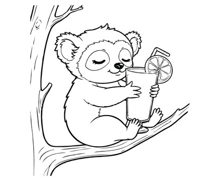 lemur drinking juice on tree branch clip art preview