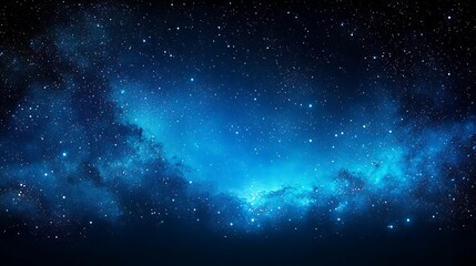 Naklejka premium Cosmic nebula, blue stars, dark space.