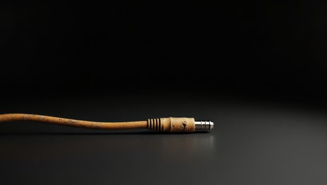 Weathered Audio Cable Rusty 3 5mm Jack Vintage Technology Dark Background