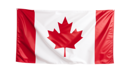 A full view of the canadian flag with red and white colors