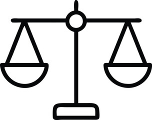 Black and white law justice balance vector icon