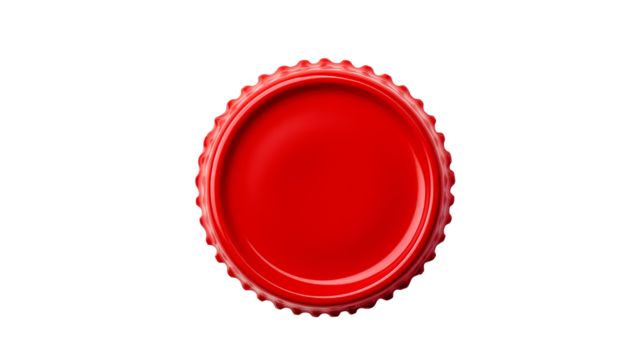 A close up shot of a red bottle cap on a black background