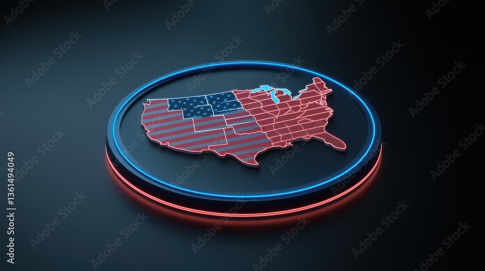 Poster detailed map of the united states showcasing cloud computing coverage and digital infrastructure acr