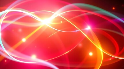 Abstract light background with red stars shining brightly in a glowing, festive space setting