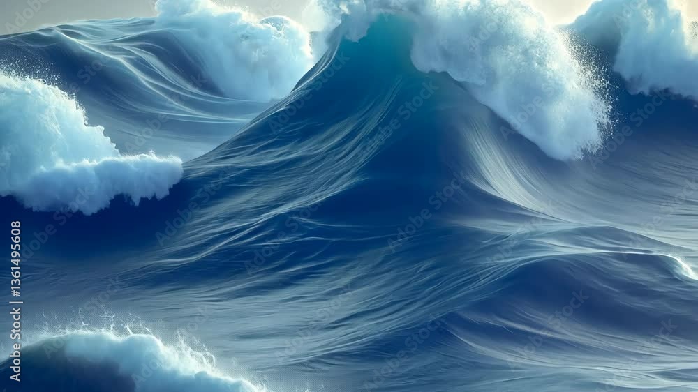 Aufkleber majestic ocean waves crashing and surging in captivating sequence at sea