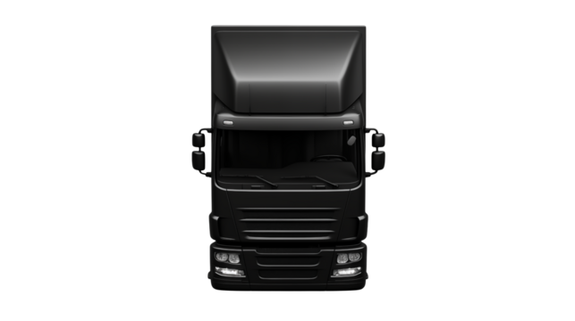 Top view of a black truck isolated on a black background
