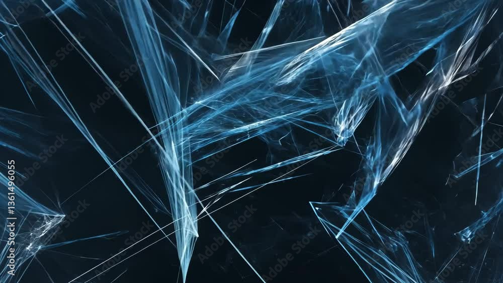Poster dynamic blue and black abstract composition showing intricate lines and shapes