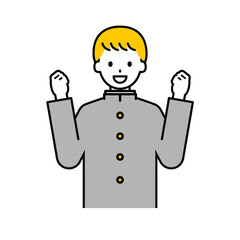 上半身のポーズ_シンプルな学生の男子学生06