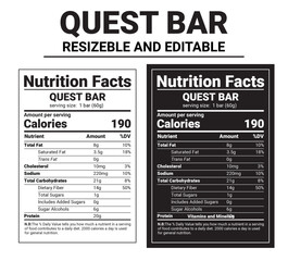 Quest bar protein nutrition facts, Protein Bar Label,
Nutrition Label Editable Template, Protein Bar Packaging, Quest Protein Bar Label