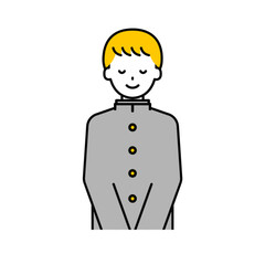 上半身のポーズ_シンプルな学生の男子学生18