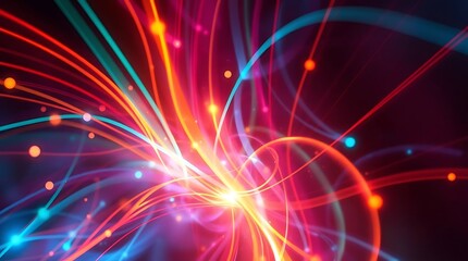 Abstract light background with red stars shining brightly in a glowing, festive space setting