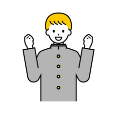 上半身のポーズ_シンプルな学生の男子学生06