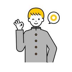 上半身のポーズ_シンプルな学生の男子学生08