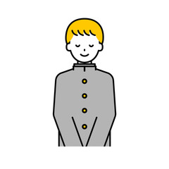 上半身のポーズ_シンプルな学生の男子学生18