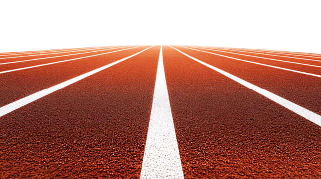 Running track lanes isolated on white or transparent background --ar 16:9