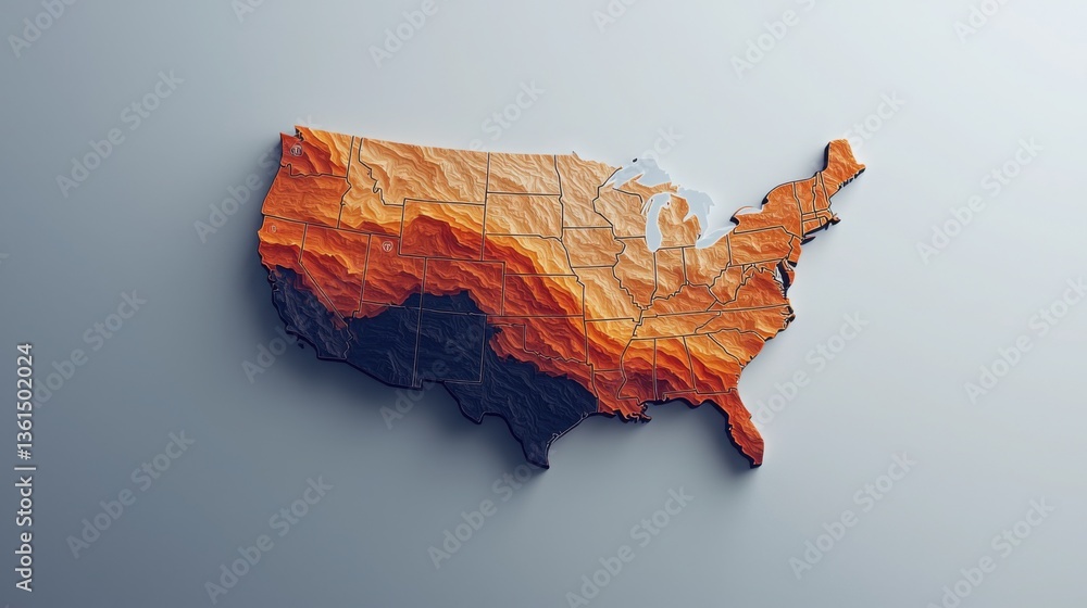 Aufkleber infographic layout of the united states map representing data on industry growth patterns for educat