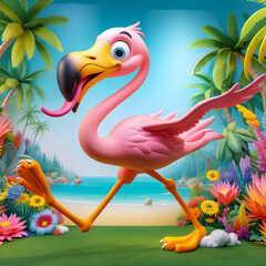 Obraz premium illustration of a pink flamingo