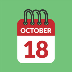 October 18 Calendar icon vector illustration.