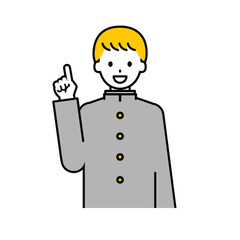 上半身のポーズ_シンプルな学生の男子学生03