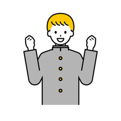 上半身のポーズ_シンプルな学生の男子学生06