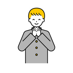 上半身のポーズ_シンプルな学生の男子学生07