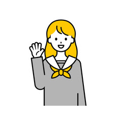 上半身のポーズ_シンプルな学生の女子学生02