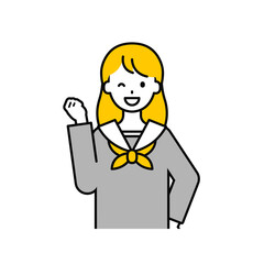 上半身のポーズ_シンプルな学生の女子学生05