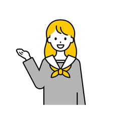 上半身のポーズ_シンプルな学生の女子学生17