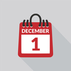 December 1 Calendar icon vector illustration.