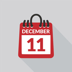 December 11 Calendar icon vector illustration.