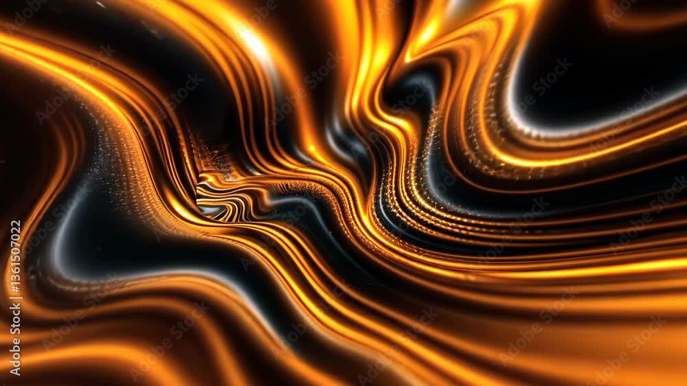Poster dynamic flow of golden liquid waves creating mesmeric abstract patterns in motion