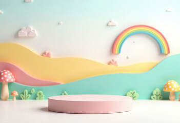 Colorful Easter eggs in green grass under a bright blue sky with fluffy clouds and spring flowers