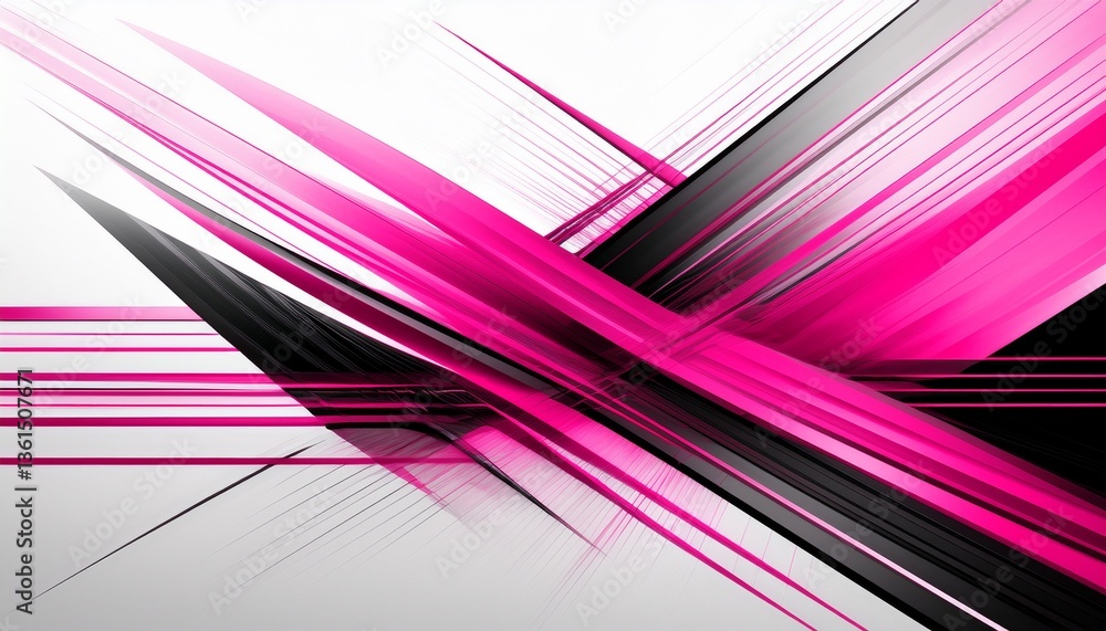 Poster abstract motion geometric shiny black and pink overlapping technology concept perspective on white b