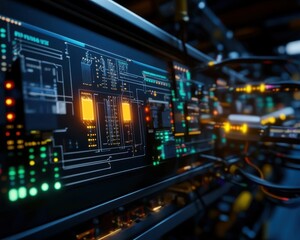 Obraz premium A futuristic robotic factory using advanced automation for seamless production and innovation in manufacturing.