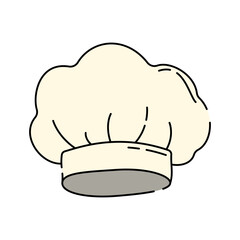 Chef Hat Doodle style, a white chef hat, symbolizing cooking and culinary arts, ideal for restaurant branding, chef illustrations, and kitchen-related designs.