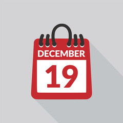 December 19 Calendar icon vector illustration.