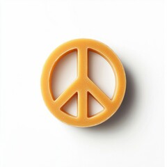 Warm-toned peace symbol set against a clean white backdrop, evoking retro vibes and positive feelings.