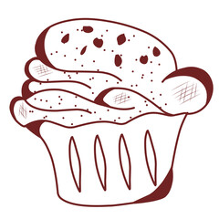 Illustration Hand Drawing Doodle vector illustration of a cupcake muffin, cupcake, bakery, pastry, dessert, 