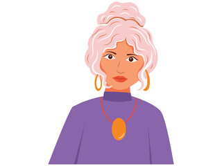 Illustration woman portrait with flowers elegant beauty