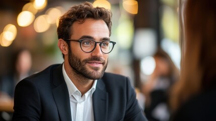 Fototapeta premium A businessman negotiating a deal.