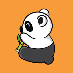 Kawaii panda eating bamboo