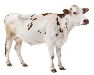Dairy Cow Standing Alone Isolated on Transparent Background.