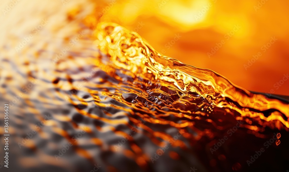 Poster a wave of golden liquid catches the light, creating a dynamic and abstract pattern.